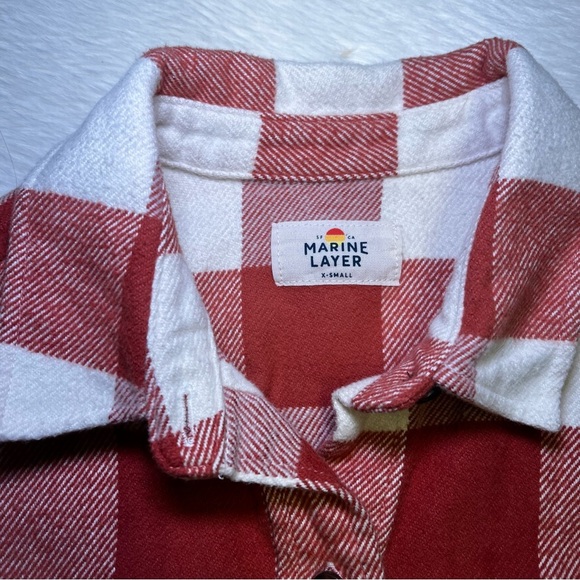 Marine Layer Riley‎ Overshirt in Rust/Cream size extra small - Picture 7 of 9
